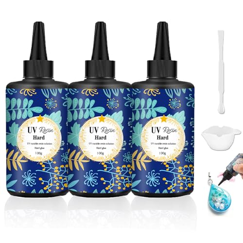 300g UV Resin, Upgraded UV Resin Kit with Fast Curing Crystal Clear Hard High Gloss Transparent Solar Cure Sunlight Activated Resin- Odourless for Jewelry Making DIY Craft Casting Coating