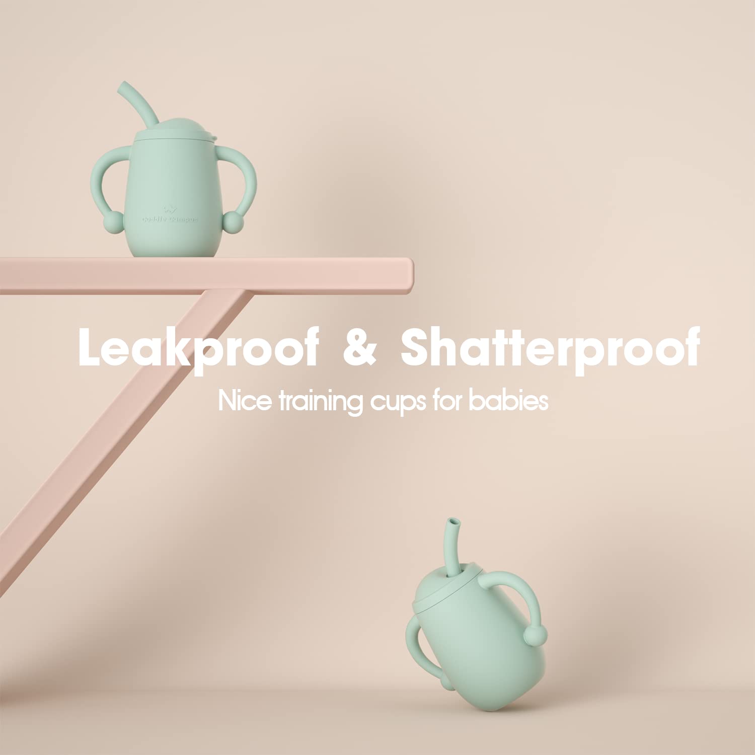 Cuddle Campus Pack of 2 Silicone Baby Training Cup, Shatterproof