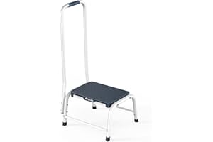 ARATAN Step Stools with Handle, Stepping Stool for Adults Ederly Seniors Metal Stools with Handrail with Non-Slip Step Platform Metal Stepping Stool in Kitchen, Bathroom, Bedroom, 330 Lbs Capacity