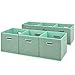 VC CUCINE Foldable 6 Packs Light Green Cloth Fabric Storage Drawers Bins,Collapsible Basket Cube for Home Closet Bedroom Containers Set With Two Mental Handle