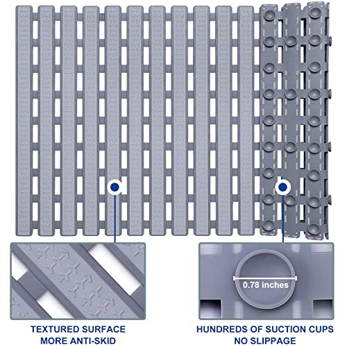 KMAT Shower Mat Non Slip Bathtub Mats Bath Mats for Shower Tub with Suction Cups and Drain Holes