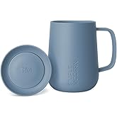 Simple Modern Voyager Signature Mug | Travel Coffee Tumbler with 360° Lid and Handle | Ceramic-Lined Insulated Stainless Steel Iced Cold Brew Cup | 12oz, Blue Dune