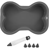 HINMAY Silicone Dog Bone Cake Pan with Decorating Pen (Black, 10") | Bone Shape Cake Mold
