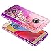 Moto E4 Case with [Tempered Glass Screen Protector], NageBee Glitter Quicksand Liquid Floating Flowing Sparkle Shiny Bling Diamond Luxury Cute Case For Motorola Moto E (4th Generation) -Pink/Purple