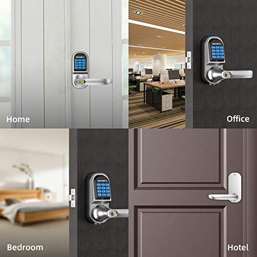[2019 New]Smart Lock, Wandwoo Electronic Door Locks with Bluetooth Mechanical Keys Auto Lock Enabled Anti-peep Code Adjustable Hand for Office Hotel Home Garage Apartment Silver - Thumbnail 6