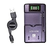 Compact Universal USB Wall Travel Spare Battery Charger with LCD Indicator Screen for Alcatel One Touch Evolve 5020t 5020 Evolve 2 4037 Evolve2 (By Fortress Band)