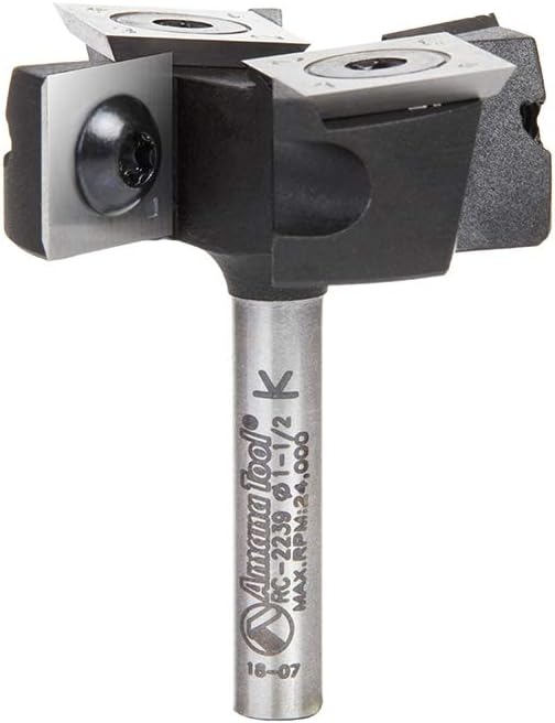 Amana Tool RC-2239 Insert Mini Surfacing & Rabbeting Flycutter 2+2 Flute Design 1-1/2 D x 1/2 CH x 6mm Inch SHK Router Bit Includes 2 Each of HMA-12 and HCK-70