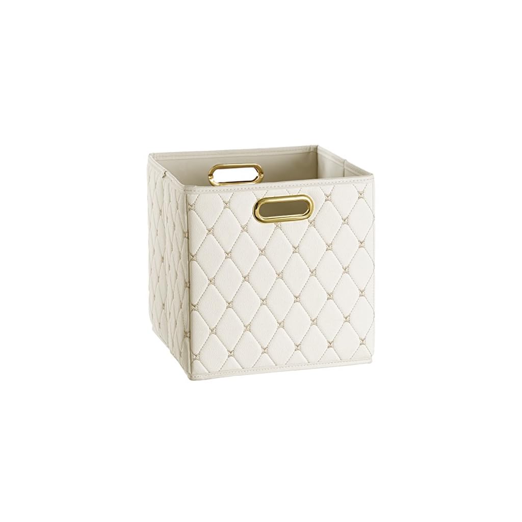 Creative Scents Cube Storage Bin Faux Leather Decorative Basket with Handles for Shelf