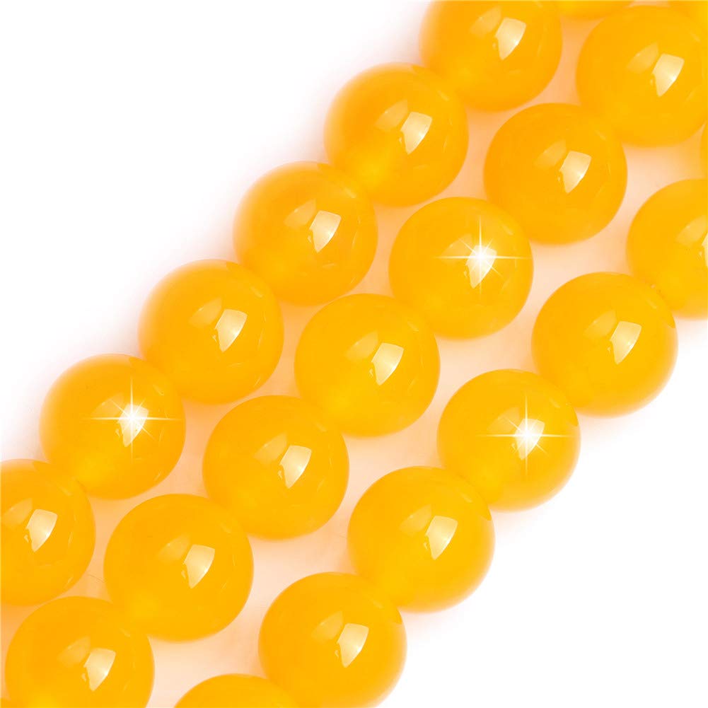 Natural Yellow Agate Gemstone Semi Precious Round 12mm Loose Beads for Jewellery Making DIY Bracelet Necklace Crafts 15''