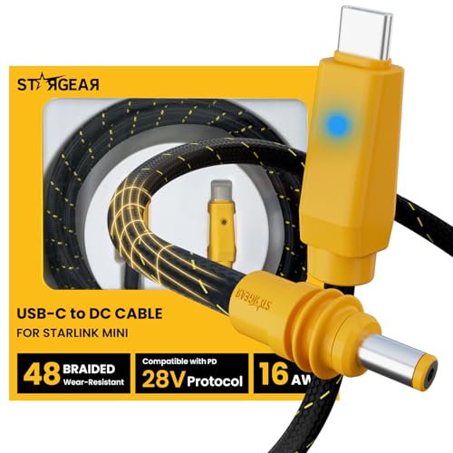 STARGEAR Starlink Mini USB-C to DC Cable Yellow