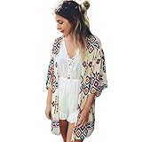 Sannysis Women Printed Chiffon Shawl Kimono Cardigan Tops Cover up Blouse