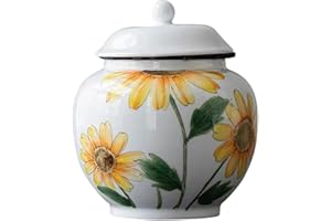NS Online Small urn Ashes Keepsake - Sunflower Ceramic Small urns ​for Humans， Funeral Memorial 4.2 inches Flowers urn for Adults, Child, Pets， Hold 15 Cubic inches -Qnty 1