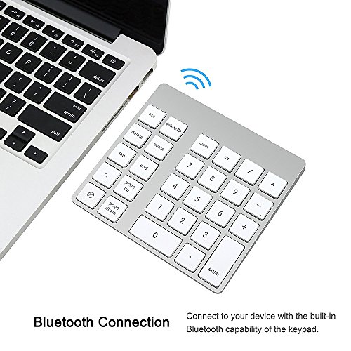 Cateck 28-Key Rechargeable Aluminum Bluetooth Wireless Keypad Number Pad Keyboard for iMac, MacBook Air, MacBook Pro, MacBook, and Mac Mini