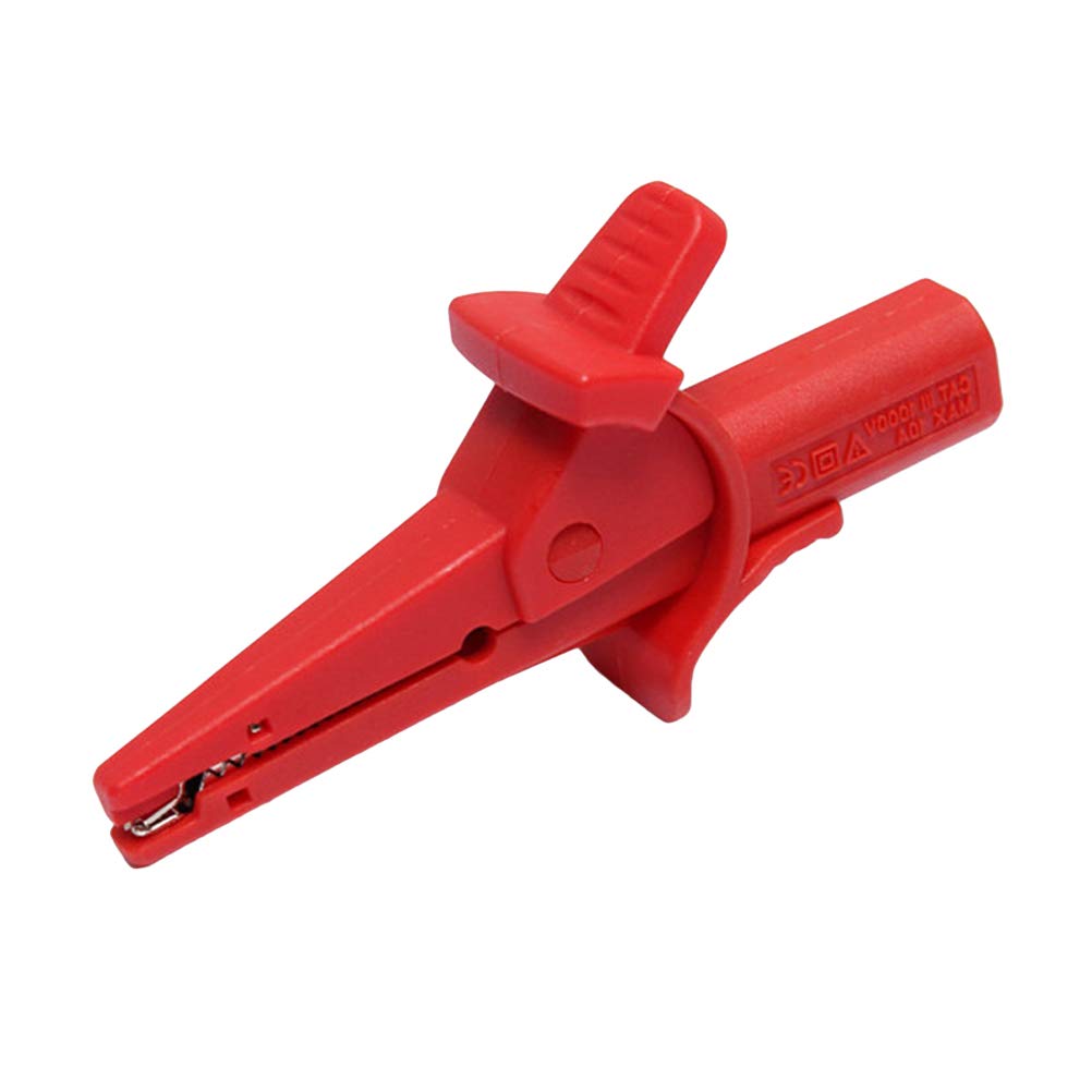 VILLCASE 1PCS Red Insulated Safety Multimeter Test Alligator Clips Electrical Mini Test Clamp Clips with 4mm Banana Jack for Test Probe & Banana Plug Connectors
