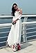 Desiraa Women Slim Flower Print A-Line Maxi Long Dress Large White