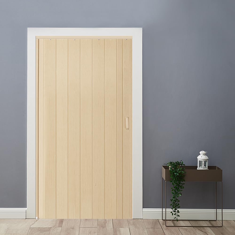 Photo 1 of (used)(unknown if complete) Portable Accordion Doors Interior for Closet,PVC Accordion Folding Bifold Sliding Doors,Multifold Oak 36inX80in(Oak,36in*80in)