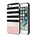 Kate Spade New York Phone Case | for Apple iPhone 8, iPhone 7, iPhone 6S, and iPhone 6 | Protective Phone Cases with Slim Design and Drop Protection - Stripe 2 Black/White/Rose Gold