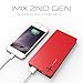 Elivebuy iMiX 2nd-Gen 10000mAh 2-Port w/Smart IC Portable Charger External Battery Pack Power Bank for iPhone 6 / 6 Plus, iPad Air 2 / mini 3, Galaxy S6 / S6 Edge,Moto X and More (Black+Red)