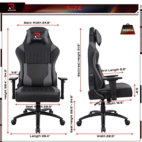 RIMIKING Big Tall Gaming ChairErgonomic High Back Adjustable 2D Arms