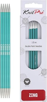 KnitPro Zing Double Pointed Needles 6" 3.25mm Aluminium