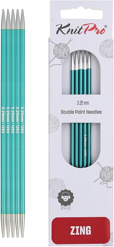 KnitPro Zing Double Pointed Needles 6" 3.25mm Aluminium