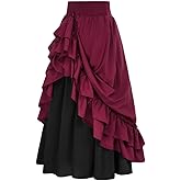 Women Victorian Skirt with Multi-Layer Ruffles Vintage Medieval Renaissance Skirts