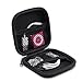 TouchFine (2Pack) Hard EVA Carrying Case for iPod/MP3/Earphones/Usb Cable 2 Mesh Pockets Storage Bags-Black+Black/Hot Pink