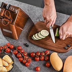AOKEDA 7-Piece Kitchen Knife Set with Block, High