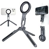 Dual Magnetic Phone Mount Magsafe Pocket Foldable Mini Tripod Magnetic Phone Holder for Smart Phone,All 3 Legs Magnetic,Gym Essentials,Magnetic Phone Mount Stand,Travel Selfie Stick Vlog Rig