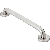 Moen Home Care Bathroom Safety 24 Inch Stainless Steel Handicap Grab Bar for Bathtub and Shower, Slip Resistant Peened Texture, Elderly Assistance Product, Polished Brass, R8724P