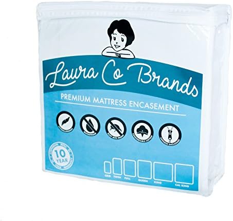 Best KING Zippered Mattress Encasement by LauraCoBrands, 100% Waterproof, Dust Mite Proof, Bed Bug Proof, Breathable Cotton Sleep Surface, Washable, Mattress Protector.