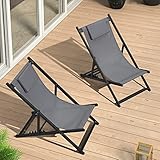 PURPLE LEAF Patio Sling Chairs Outdoor Portable