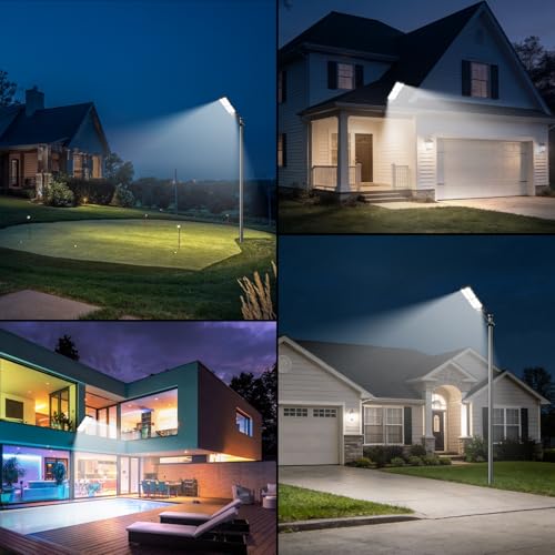 VOPHICHO Solar Outdoor Street Light, 6500K Waterproof Outdoor Solar Lamp with Motion Sensor, Remote Control, Powerful Solar Spotlight LED Spotlight Outdoor Garden Garage Street Light, 2 Pieces