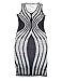 Ninimour Womens Sleeveless Stripe Print Slim Fit Package Hip Bodycon Dress , Black , X-Large