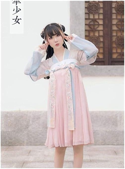 Amazon Co Jp Ay オリエンタル女性中国の伝統的な衣装ハンフレトロフェアリーダンスパフォーマンスドレス古代女性服清王朝の衣装 Color Pink Short Set Size S ホーム キッチン