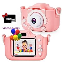 Te-Wai Kids Digital Camera for Girls LCD HD 2.0 Inches Screen Gifts for Boys ,Children Toddler HD Video Camera Mini Camcorder Gift for 3-12 Years Old Child Selfie Camera with16GB Memory Card (Pink)