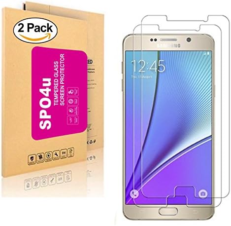 [2-Pack] Samsung Galaxy Note 5 Glass Screen Protector,SPO4u Samsung Note 5 Screen Protector Tempered Glass-Transparent -0.25mm Screen Protection HD Ultra Clear