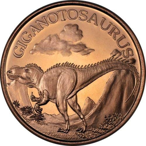 kwg77 Giganotosaurus 1 oz fine copper 39 mm coin art bullion , supplied in vinyl coin lips