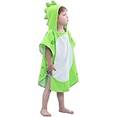 LOLANTA Baby Boys Dinosaur Hooded Bath Towels, Toddlers Kid's Beach Towel Pool Poncho Swim Terry Cloth Cover-Ups 100% Cotton (Green#B, 1-3T)