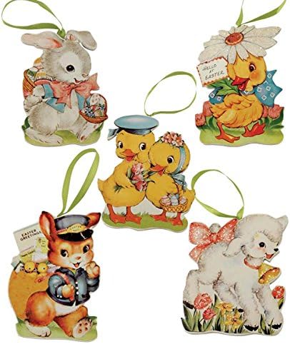 Bethany Lowe Retro Image Easter Die Cut Ornaments Set of 5