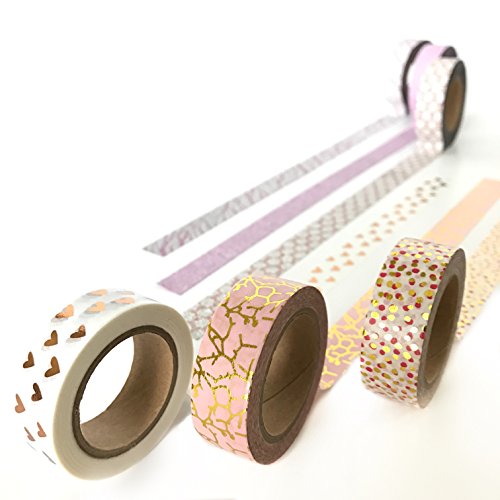 Decorative japanese washi tape/masking tape, set of 6 - glitter p…
