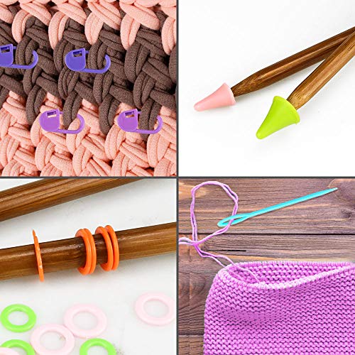 LINGSFIRE Knitting Needles Set, Weaving Tools Knitting Kits 18 Pairs 18 Sizes Bamboo Circular Knitting Needles Colored Tube 36 Pcs 18 Size Single Pointed Bamboo Knitting Needles 2.0 mm-10.0 mm (Set 1) - Thumbnail 6