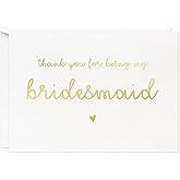 MAGJUCHE Bridesmaid Thank You Card, Gold Foil Thank You For Being My Bridesmaid Wedding Card