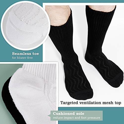 MD 6 Pairs NonBinding Men's Cushioned Moisture Wicking Bamboo Diabetic