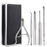 Becoyou Cuticle Trimmer Cuticle Pusher Remover Kit Stainless Steel Manicure Set Tools Pack of 5