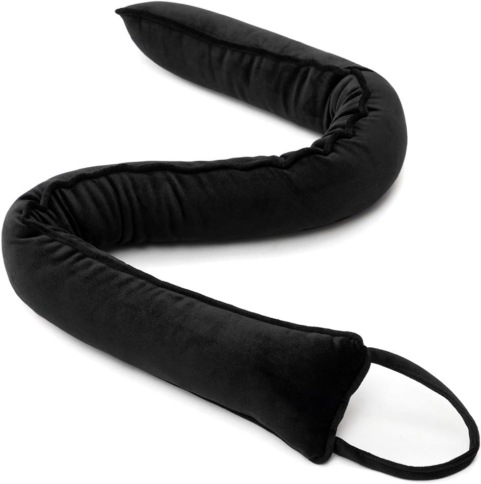 Draft Stoppers - DreamQuil Under Door Snake Draft Stopper Noise Air Door Draft Blocker Heavy Bottom Draft Guard Reduce Light Wind Door Seal Sweep for Outside Patio Exterior or Interior Doors 36inch (Black)