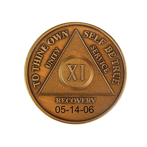Personalized Custom Engraved 11 Year Antique Bronze AA (Alcoholics Anonymous)-ACA-AL-ANON-Sober-Sobriety-Birthday-Medallion-Coin-Chip-Token