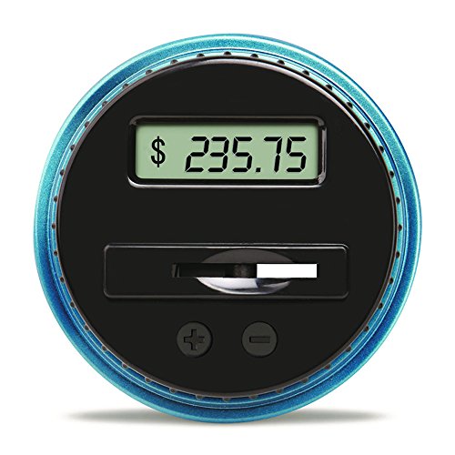 OLICTA Piggy Bank Digital Counting Coin Bank Creative Large Money Saving Box Jar Bank LCD Display Coins Saving Gift (Dollar) (Black-Blue)