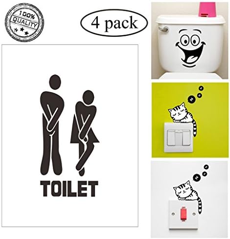 Jiarui Wall Stickers Set for Bathroom- Vinyl Wall Decal Words Quote Wall Art Sticker Home Decor 4 Packs
