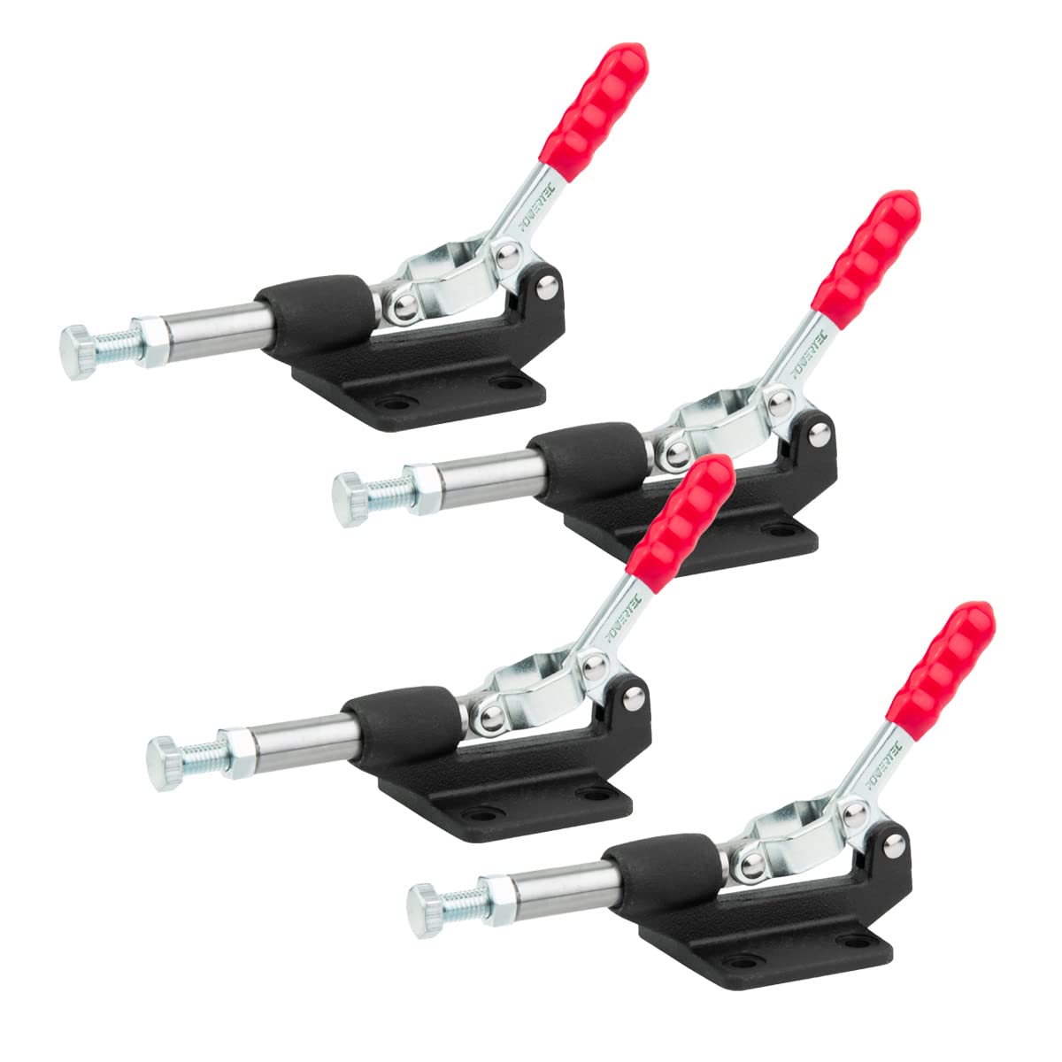 POWERTEC 4PK Push Pull Toggle Clamp, 500lbs Holding Capacity, 305CM Quick Release Push Pull Lever Clamp, Stroke Clamp for Welding, Woodworking Jigs and Fixtures, Pocket Hole Jigs, CNC (20318-P4)